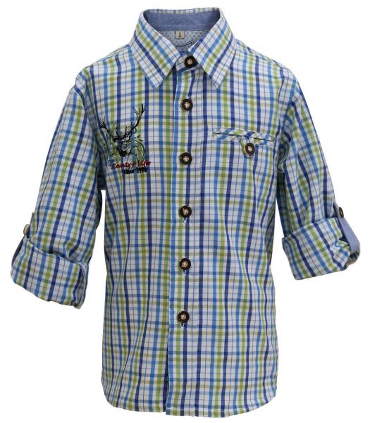 Trachtenhemd Maxim in Blau, Weiß und Grün für Baby Jungen und Kinder von Lekra