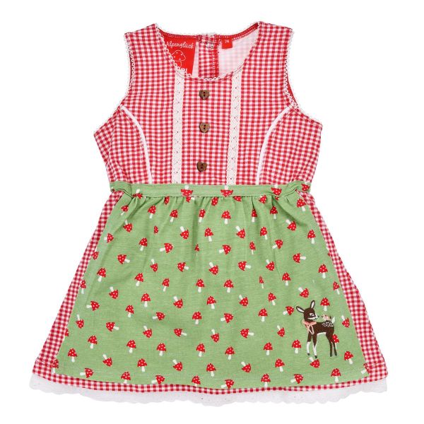 Babydirndl und Kinderdirndl Linda in Rot, Weiß und Grün - Bondi Trachtenkleid für Mädchen