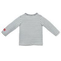 Baby-Trachten-Shirt Bauernhof - Langarm-Shirt fürs Baby, grau-weiß geringelt, Bondi