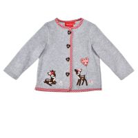 Weiche Trachtenjacke in Grau-Rot-Braun für Baby Mädchen - Fleecejacke Bambi von Bondi