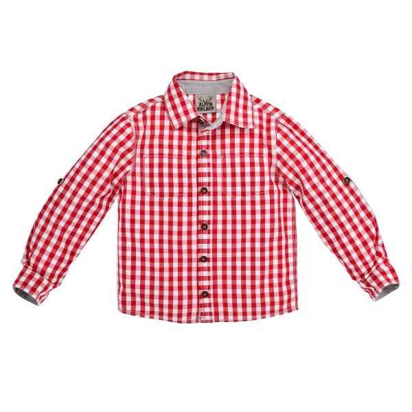 Kinder Trachtenhemd rot-weiß kariert - Langarm-Hemd "Lorenz" von Bondi