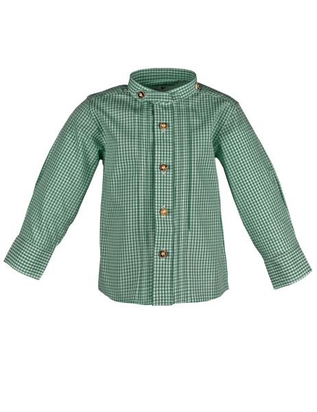 Langarm Trachtenhemd Lean für Baby Jungen und Kinder ist grün-weiß kariert - Almsach Trachten