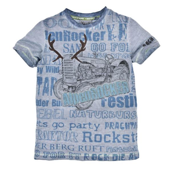 Cooles Trachtenshirt in Grau-Blau für Jungen - Kinder-Shirt von Bondi