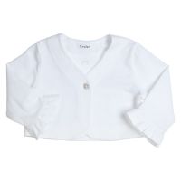 Elegante Baby Jacke im Bolero Stil für kleine Mädchen in Weiß - Taufjacke von GYMP