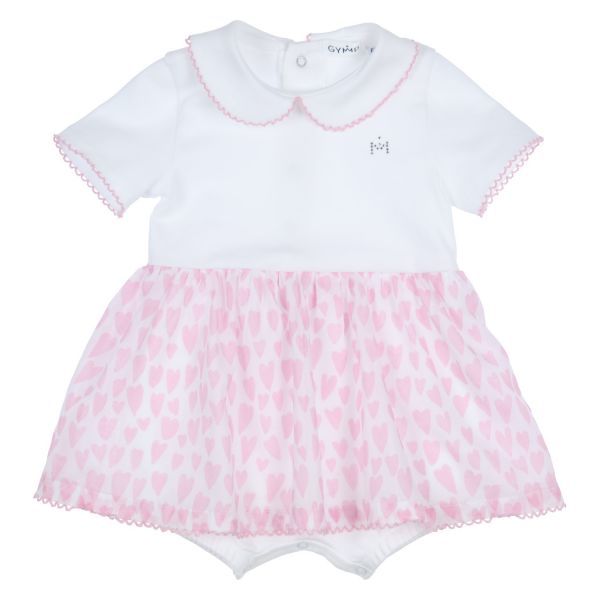 Kurzes Babykleid in Weiß-Rosa - perfekt für festliche Anlässe, und Sommer-Taufe - Taufkleid Sweet von GYMP
