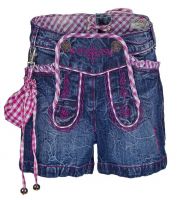 Kinderlederhose für Baby Mädchen aus Jeans in Blau und Pink