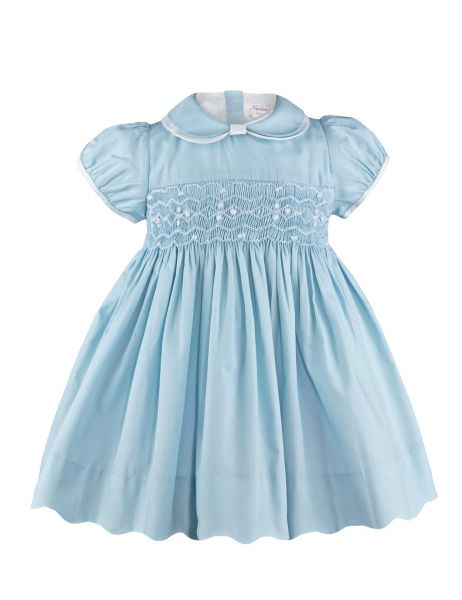 Taufkleid Mathilde: kurz und modern in Hellblau und Weiß - Baby Kleid für Sommertaufe von Kidiwi