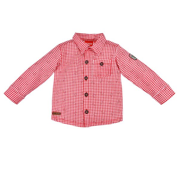 Langarm Trachtenhemd für Baby Jungen - rot-weiss kariert - Bondi