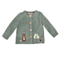Weiche Fleece Trachten-Jacke für Baby Mädchen in Grau-Grün - Bondi